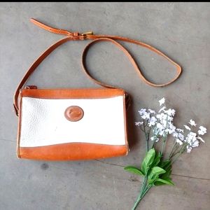 Dooney & Bourke White Tan Leather Zip Top Bag